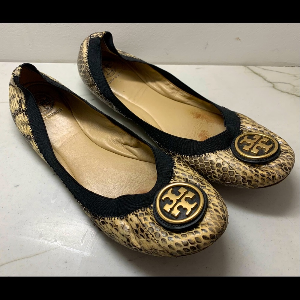 Tory Burch “Caroline” Two-Toned Snake Ballet Flat Size 11